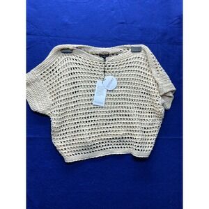 Boho Womens Sunday Crochet Open Knit Top L/XL Cream 6332